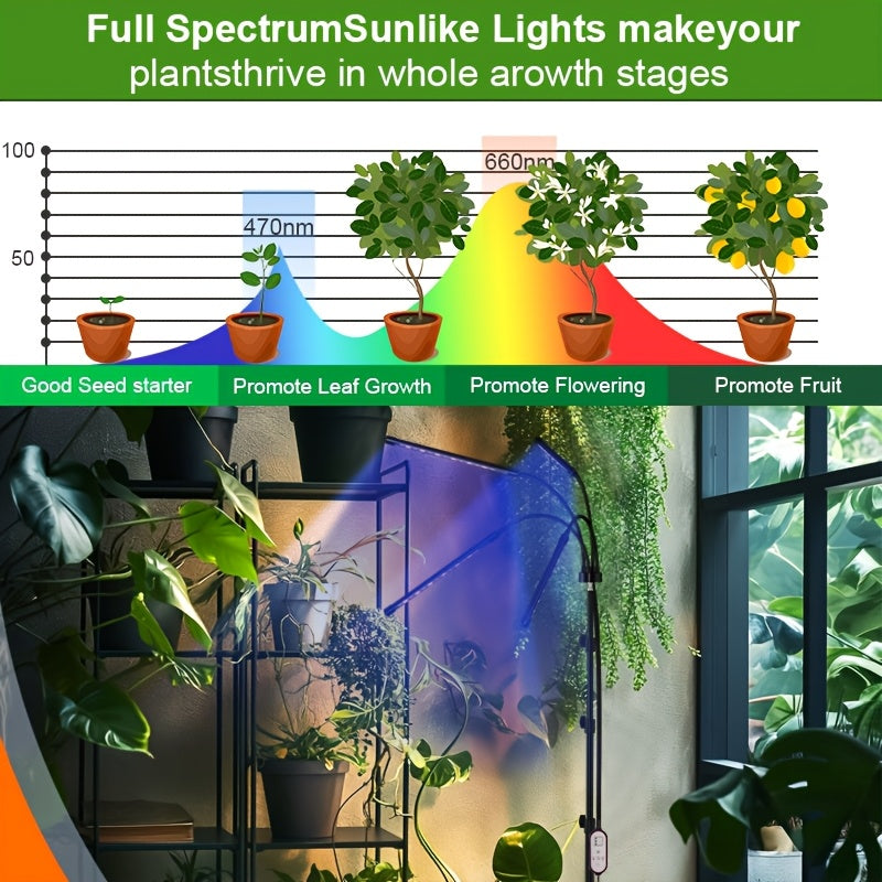 1 Pack 6000K Full Spectrum Plant Grow Light, 4/8/12H Timer, Red Blue White 3 Modes, 20%-100% Dimmable Brightness, Auto On Off Timing Grow Lamp for Indoor Seed Succulent Small Plants, Ideal Gift for Family Friends