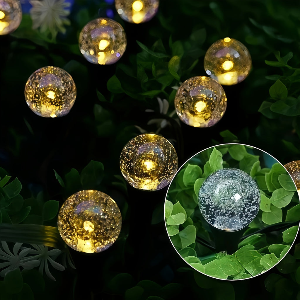 LED太阳能路径灯，10/20/40颗LED，适用于户外花园和露营，一键开关带8种模式，可选择暖白光营造温馨氛围或彩色光营造浪漫情调，适合商业街道和花坛装饰