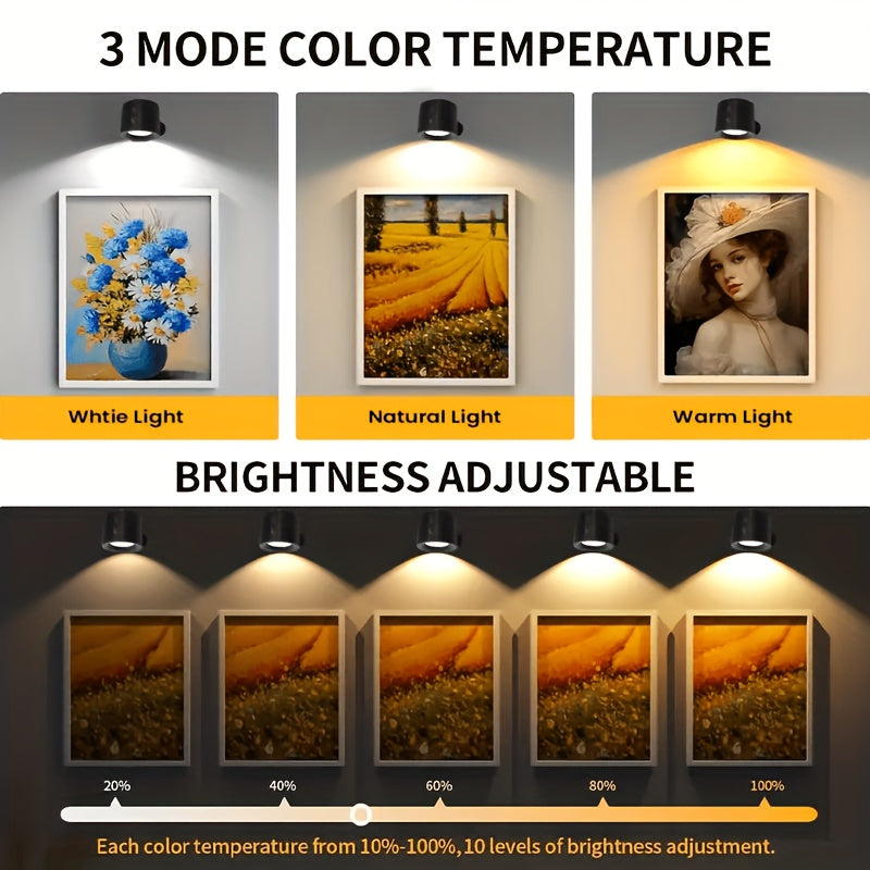 GVTCC Indoor Wall Light Double-Side Wall Light 360° Rotation 3 Color Modes Touch and Remote Control USB Charging Rechargeable Lithium-Ion Battery Modern Living Room Bedroom Modern Lighting Adjustable Brightness Touch Control