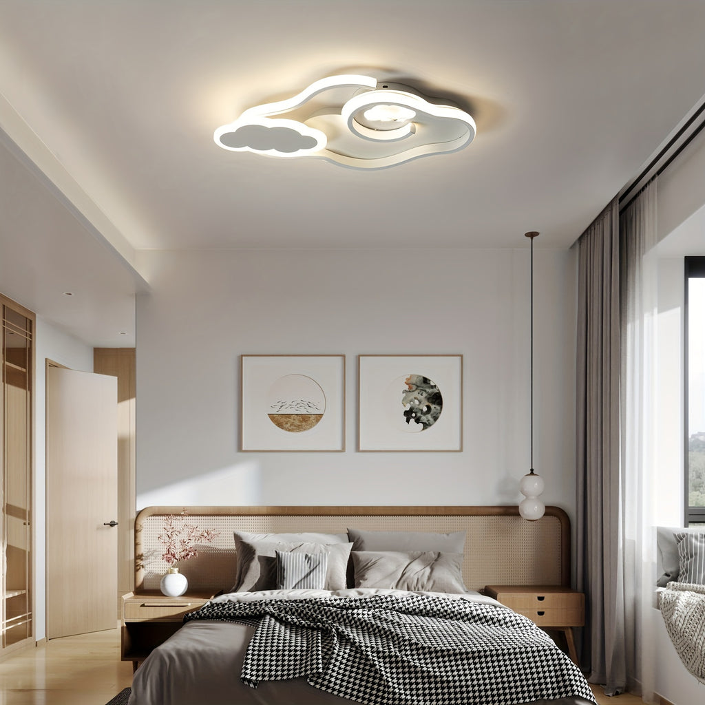 Enncll dimmable cloud ceiling light, modern LED ceiling light with remote control, flush mount acrylic light, suitable for bedroom, living room and other spaces, white, home decorative lighting, bedroom lighting, minimalist lighting