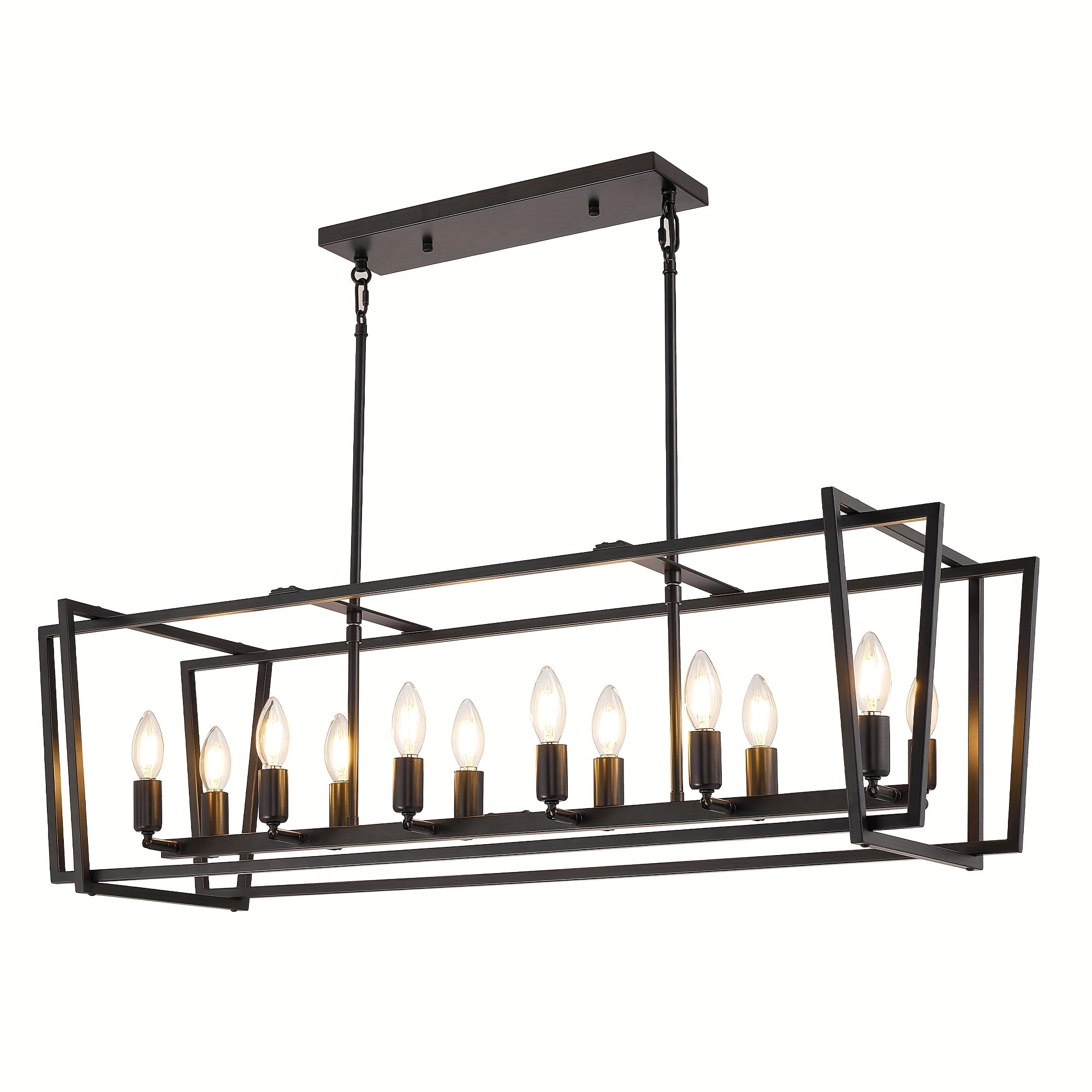 12-light modern linear rectangular pendant light for kitchen island
