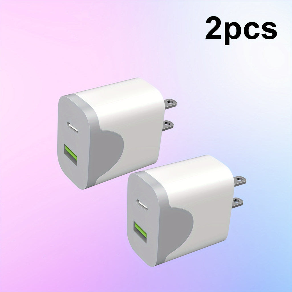 USB C Dual Port Wall Charger Block, for lPhone 16/ 15 Charger USB C Wall Charger Adapter +USB A Quick Charging Brick Plug