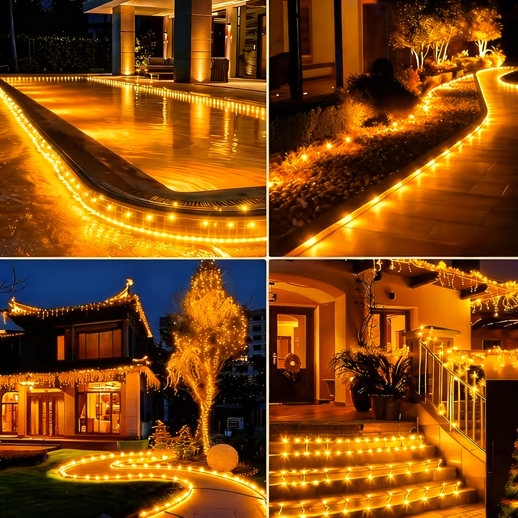 LED string light, 200/150/100/50 LED outdoor tube light, tubular light strip, with 8 modes, flexible tube light, suitable for bedroom, indoor, party, wedding, Christmas, New Year, Mother‘s Day, Hanukkah, trees, house decorative light strip IPX4