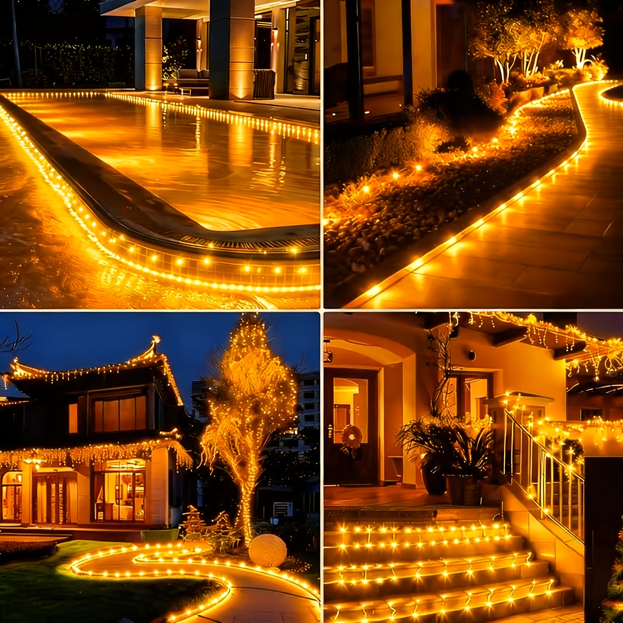 LED string light, 200/150/100/50 LED outdoor tube light, tubular light strip, with 8 modes, flexible tube light, suitable for bedroom, indoor, party, wedding, Christmas, New Year, Mother‘s Day, Hanukkah, trees, house decorative light strip IPX4