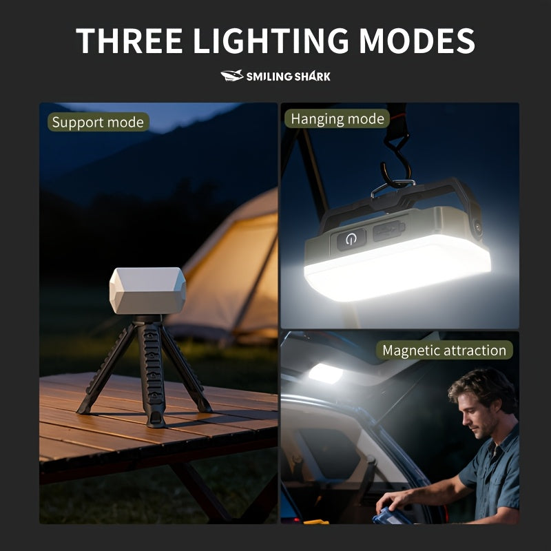 SMILING SHARK Rechargeable Camping Light LY8350 Portable Hook Tent Light COB Floodlight Power Display Lantern Lightweight Magnetic Hanging Lamp 3 Modes for Camping Hiking