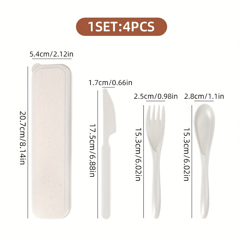 1 Set Outdoor Cutlery Set – Portable Spoon, Fork & Knife with Storage Case – Reusable Camping Utensil Set – Perfect for Work, School, Travel & Picnics
