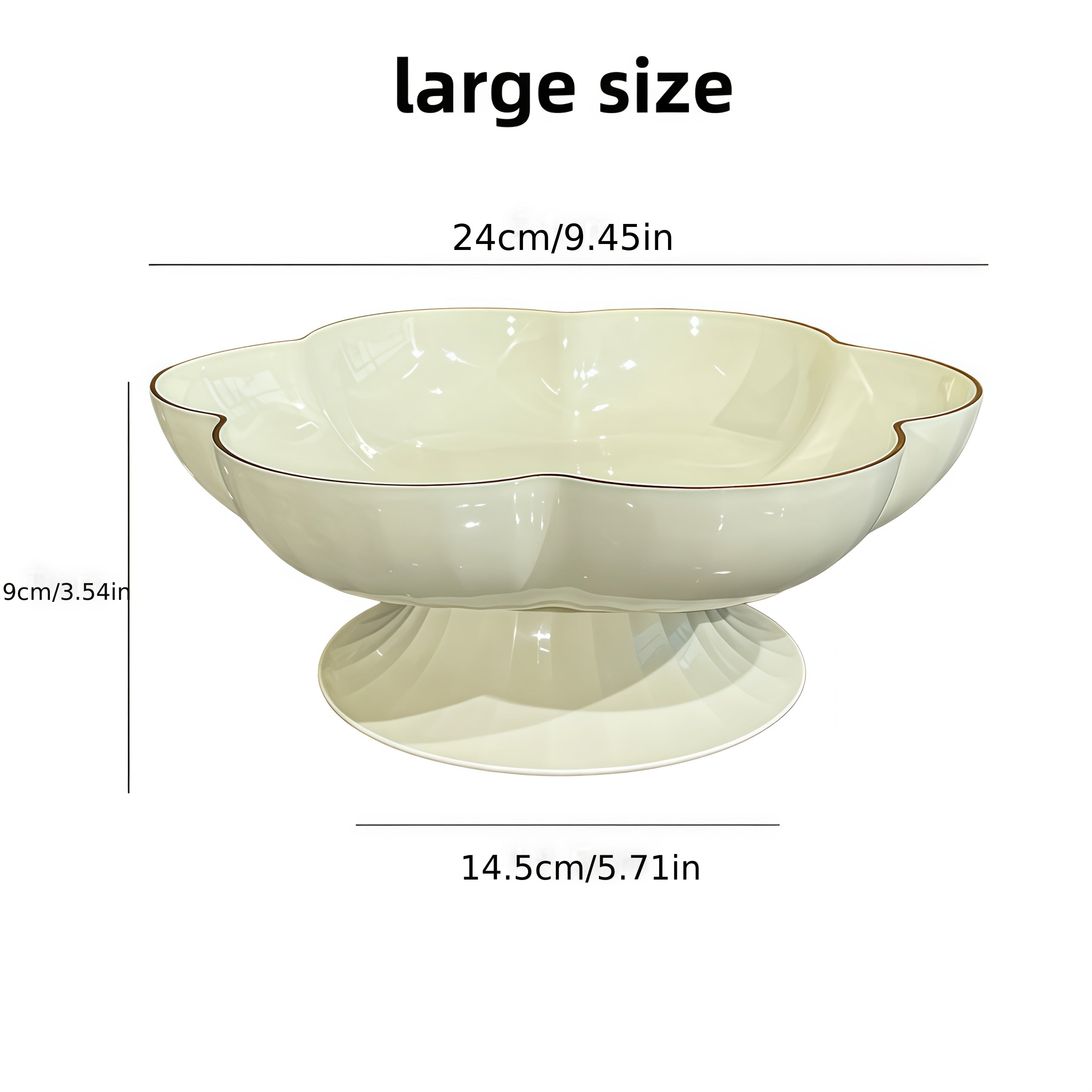1pc Gold Rim Floral Pedestal Fruit Bowl & Cake Stand – Perfect for All Seasons – Ideal Living Room Decor, Family Dinner Table Fruit Bowl, Dessert Plate, Dried Fruit, Cupcake, Jewelry Storage Tray – Elegant Tableware