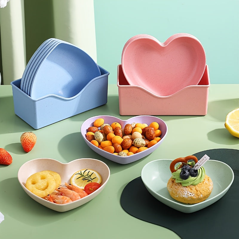 5 or 10 Pieces, Plastic Heart-Shaped Dinner Plate, Fruit Plate, Dessert Plate, Cake Plate, Snack Plate, Pickle Plate – Kitchenware, Kitchen Supplies