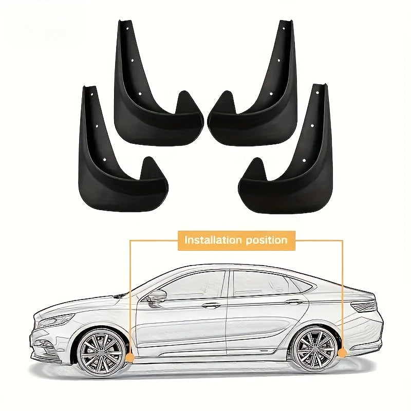 1 Set, Car Mud Flaps - Front & Rear Wheel Splash Guards, All-Season Road Debris Protection, Easy Installation for Outdoor Travel & Long-Distance Driving, Wheel Protection, Screws Included