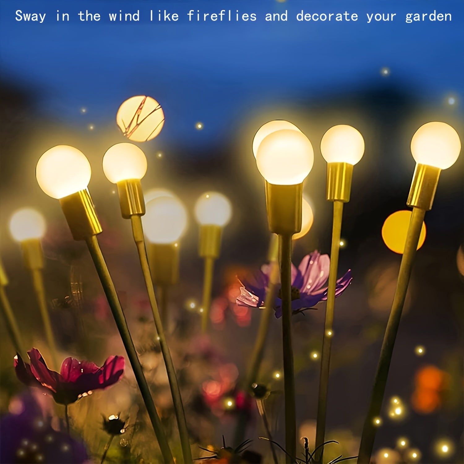 6 Pack 60 LED Solar Firefly Light, Warm White 8 Lighting Modes; 4 Pack 40 LED Solar Decorative Light, Smart Light Sensor, Perfect for Gift Giving, Garden, Lawn, Corridor, Wedding Party, Christmas, Halloween and Various Festival Decorations