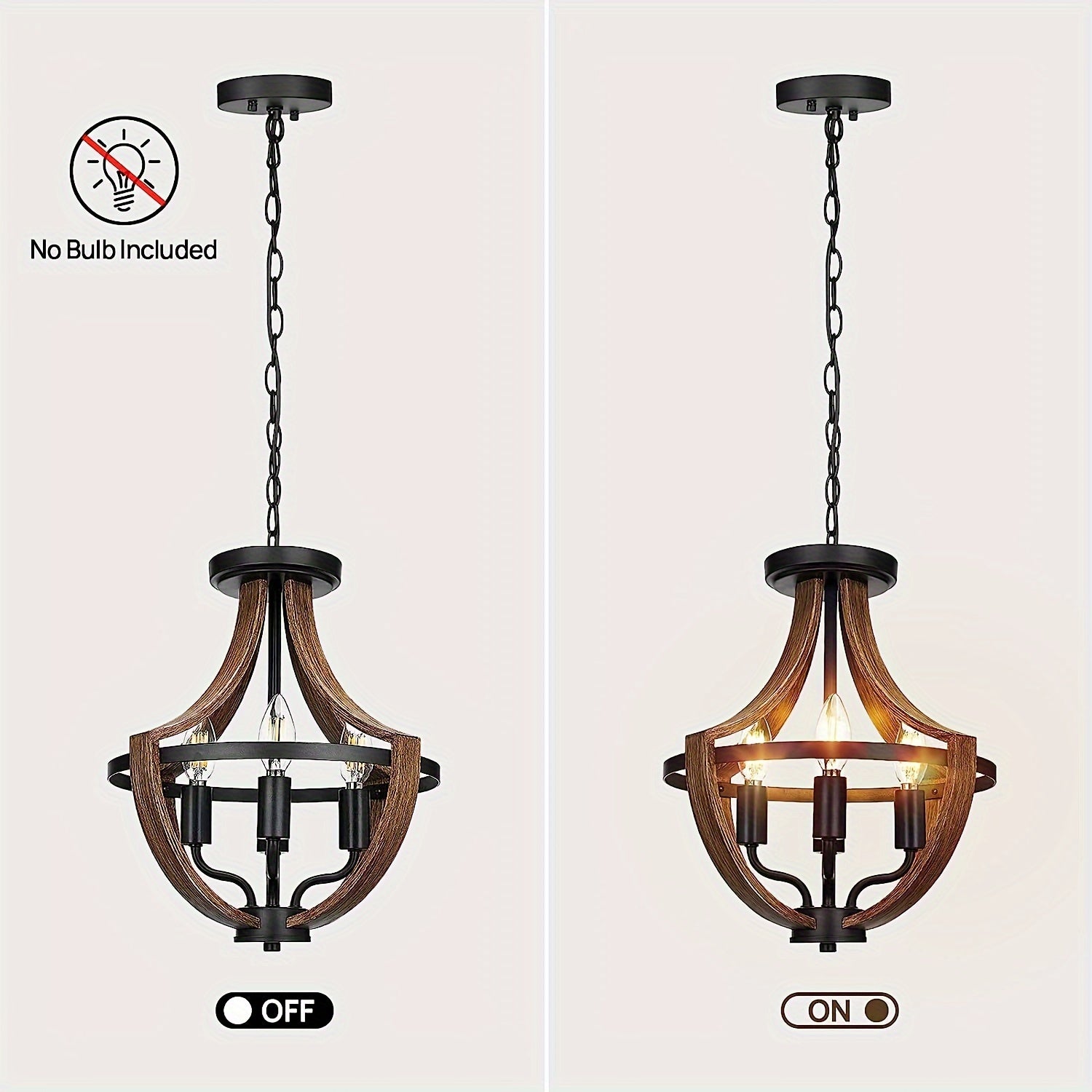 13.1“ Modern Farmhouse Hanging Chandelier, 4-Light Rustic Style Indoor Flush Mount Ceiling Fixture, Hallway Foyer Dining Room Entryway Kitchen Island Bedroom Vintage Pendant Light, E14 Bulb Base (Bulb Not Included)
