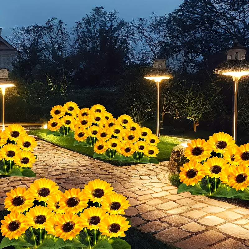 6 Pack Solar Sunflower Garden Light - Solar Flower String Light, Outdoor Solar Light for Parties, All-Season Garden Decoration, Courtyard and Lawn Decoration, Mother‘s Day, Father’s Day, Thanksgiving, Christmas, New Year Decoration