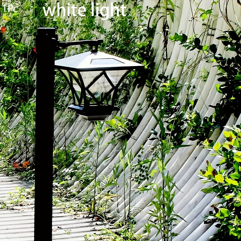 1 Piece 1.5M New Solar Square Four-Corner Light, Filament Bulb Inside, Bright and Shining, Dual-Use Solar Bulb LED Garden Light, Plastic Semi-Flush Mount Street Light, Polished Surface, Suitable for Ground Stake + Pendant Light, Perfect for Courtyard