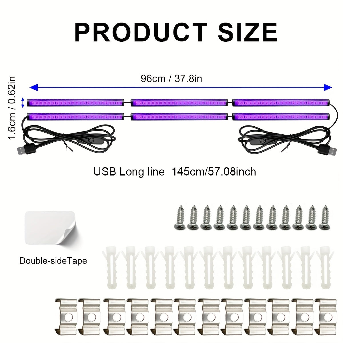 Splicing black light strip, UV black light tube, UV fluorescent light, DIY splicing light, suitable for gaming room ambiance light, Halloween, Thanksgiving, Christmas parties, disco, birthday, fluorescent posters, body painting, event scene lighting