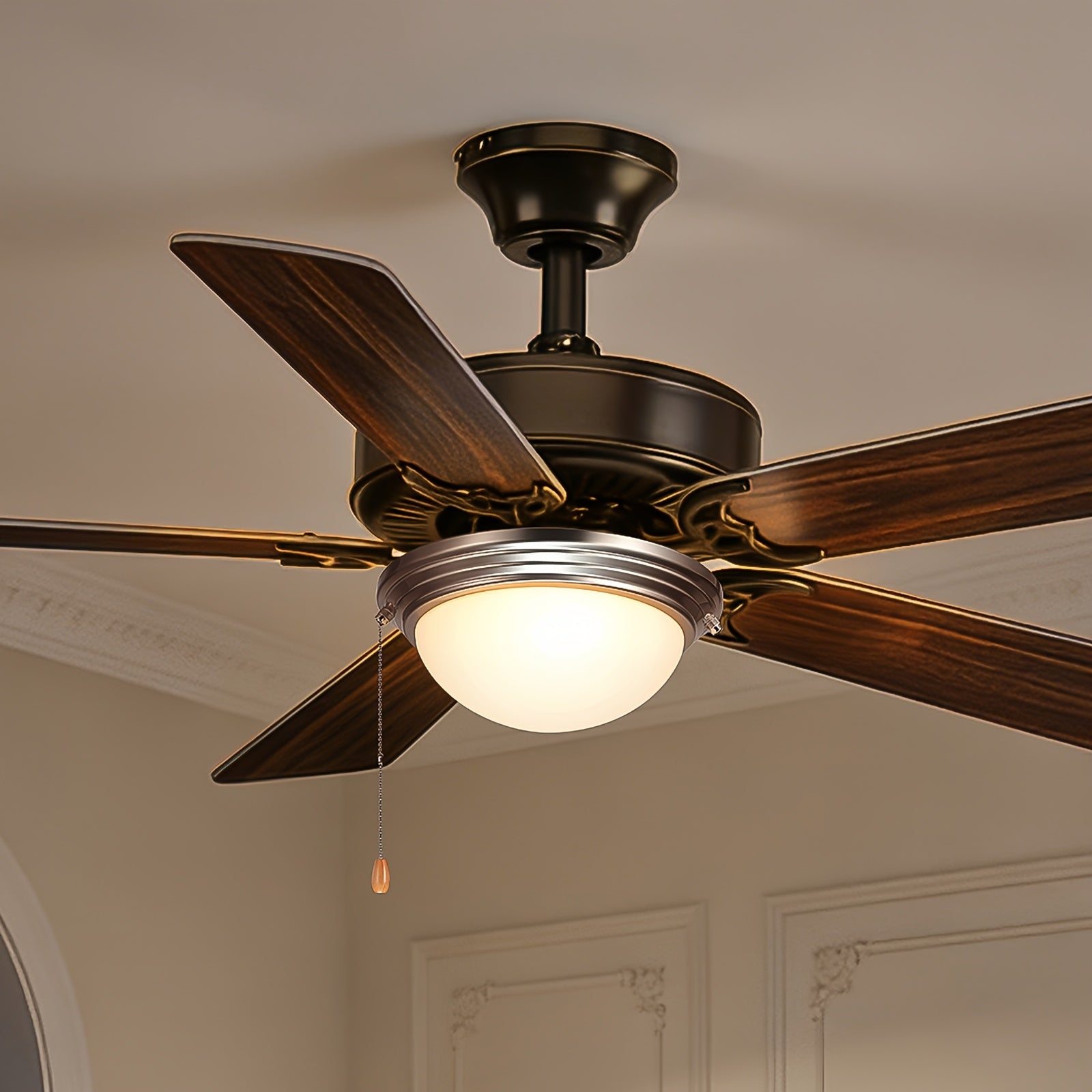 Ceiling Fan Light 1Pc Dome Pull Chain Style 750lm 110V Plug-Free S001 All Site Available