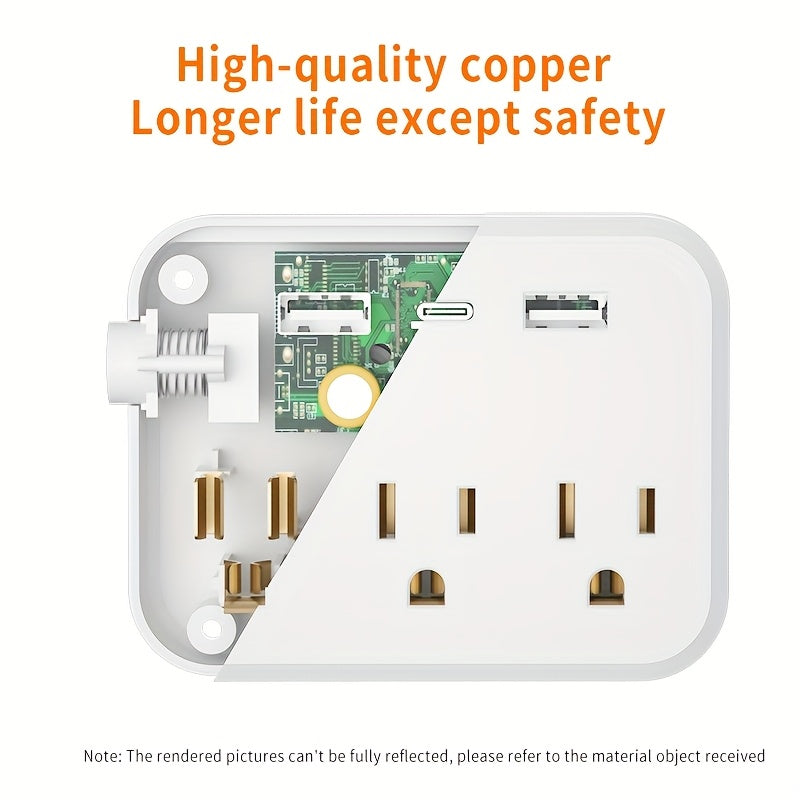 [Copy of] A Small Wall Power Socket, 3 Power Outputs, 3 USB'S And A Type-c, 6-in-1 Bundle Wall Socket. The Power Socket With Indicator Light Is Safer And Smaller, Which Makes It Easier For You To Carry When You Go Out. It Is A Gift Choice
