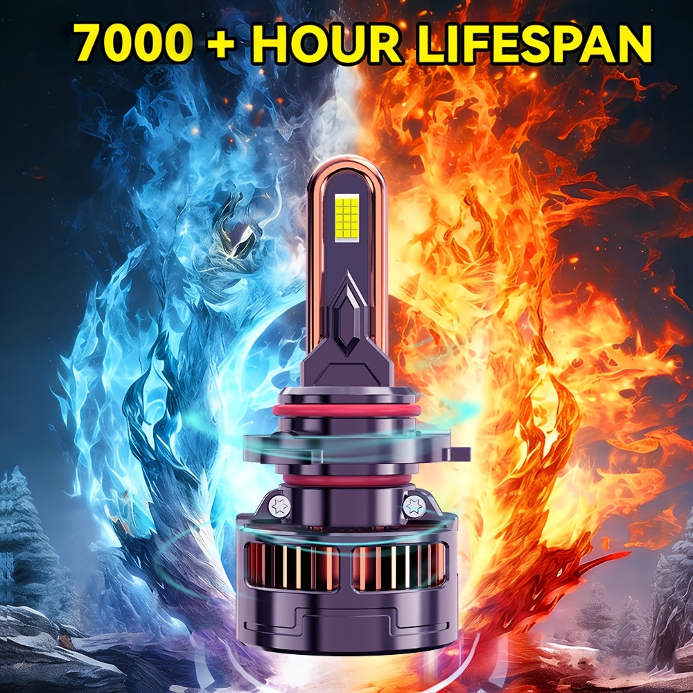 2-Pack LED Car Lights, Compatible with H11/H7/H4/H1, 9005/9006/9012 - 50000LM, 300W High/Low Beam, 7500K Cool White Light, Equipped with 12000 RPM Turbo Cooling Fan, Fits Various Vehicle Models, No Battery Needed
