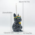 Original Antiqued Copper Dog Sculpture Toilet Brush Holder - Resin Animal Toilet Brush Holder & Compact Plastic Toilet Brush, Bathroom Accessory Set
