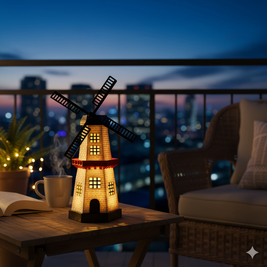 One Piece Windmill Lighthouse Statue Light, Solar Powered Glowing Lighthouse-Like Decorative Ornament with Windmill, Perfect for Outdoor Courtyard Patio Lawn Pathway Garden Tabletop Festival Decoration Ornament Christmas