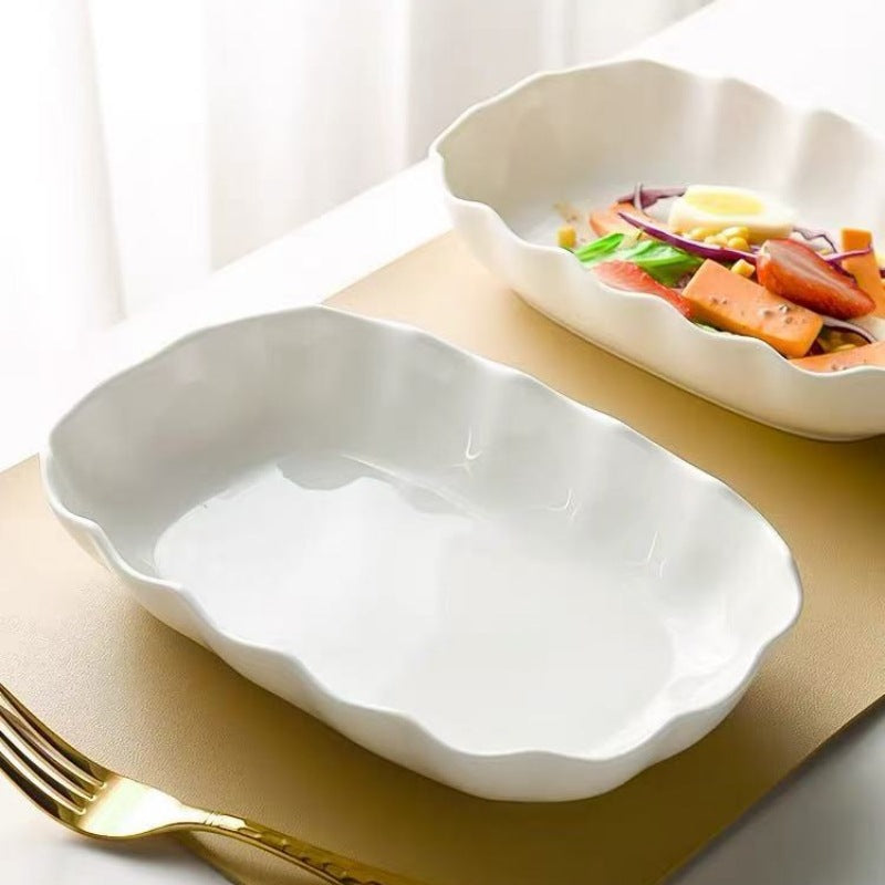 2-Piece Set Elegant 10-Inch White Scalloped Edge Dinner Plates – Perfect for Home Dining & Entertaining – Microwave Safe & Dishwasher Safe