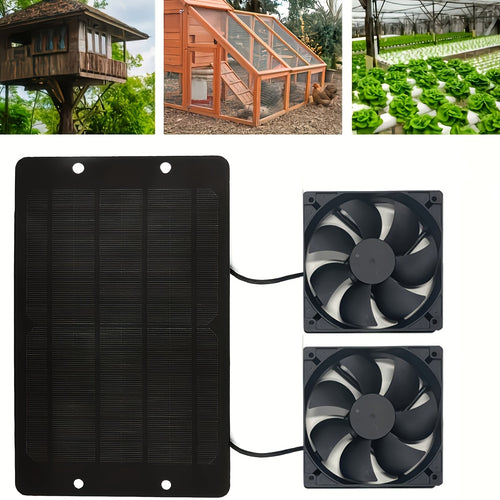 10W 12V Solar Cooling Fan, Dual Suction Cup Design, Suitable for Small Chicken Coop, Greenhouse, Animal Shed and Window Exhaust Duct