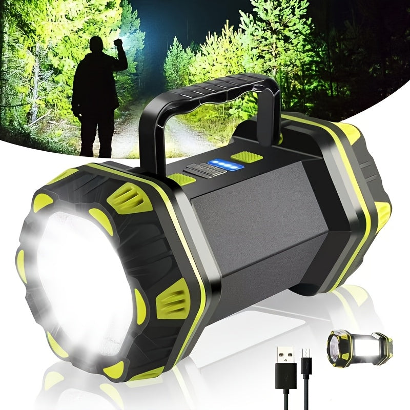 Multifunctional High Brightness LED Handheld Light Large Capacity Battery Long Lasting Type-C Charging 8 Lighting Modes Side COB Soft Light Smart 4-Grid Power Indicator Outdoor Camping Adventure Lamp