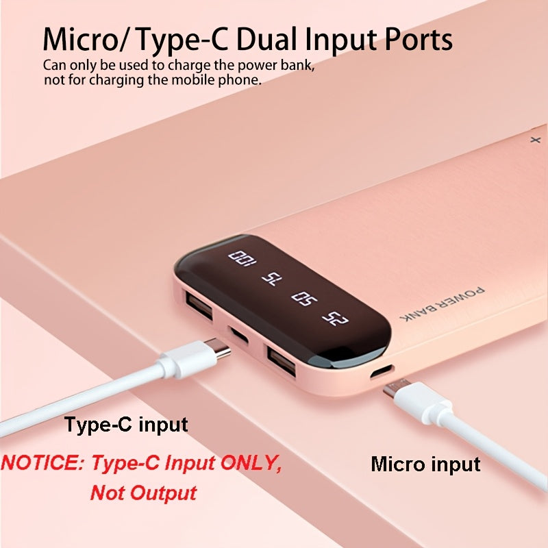High-Capacity Outdoor Emergency Power Bank with 10000/20000Mah. Features Dual USB Outputs, Type-C And Micro Input Ports, an LED Digital Battery Indicator, And a Safe, Stable Polymer Lithium Battery, Making It Ideal for Charging Mobile Phones