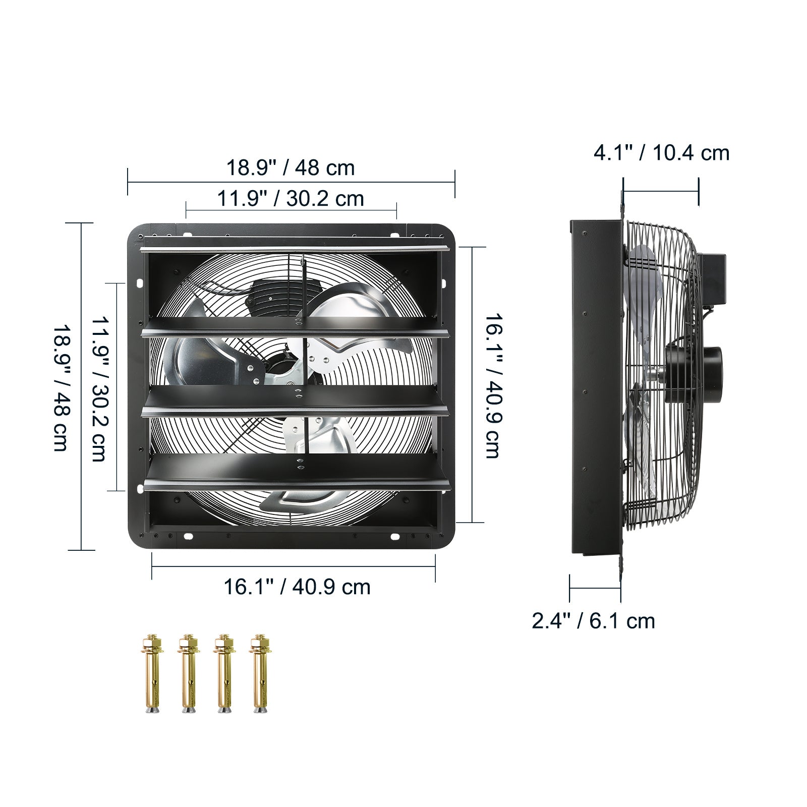 VEVOR Shutter Exhaust Fan, 12''/14''/16'' with Temperature and Humidity Controller, EC Motor, 940 CFM/1513 CFM/1747 CFM, 10-Speed Wall Mount Attic Fan for Greenhouse, Garage, Shed Ventilation and Cooling