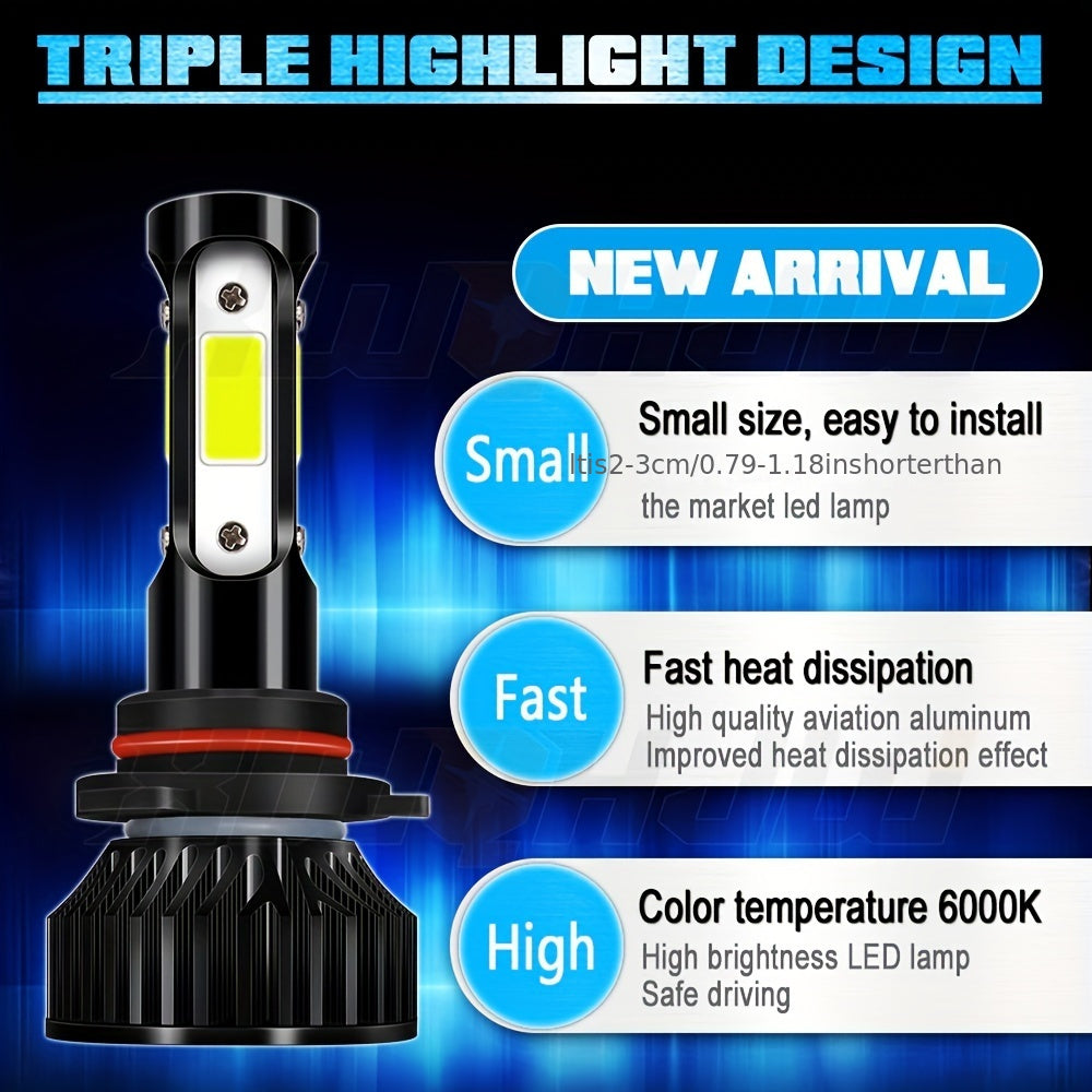 4-Pack H11/H9/H8 9005/HB3 LED Bulb Combo 6000K White, H11 9005 LED Light Fog Light Plug-and-Play