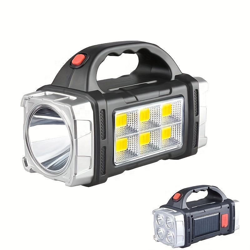 Multifunctional Rechargeable Solar Flashlight, Portable Handheld Emergency Flashlight with 1500mAh Battery, USB Charging and Red Light Mode, Ideal for Camping, Fishing and Outdoor Adventure