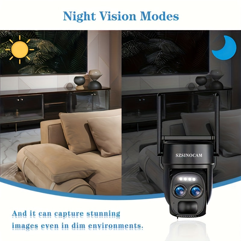 Outdoor Safety High-definition Night Vision, Home Security Camera, with Solar Power, WiFi Connection, PIR Motion Detection, Outdoor Home Monitoring Light Alarm, Two-way Audio, Wireless Security Camera, Suitable for Gardens, Front Doors, Rating IP66