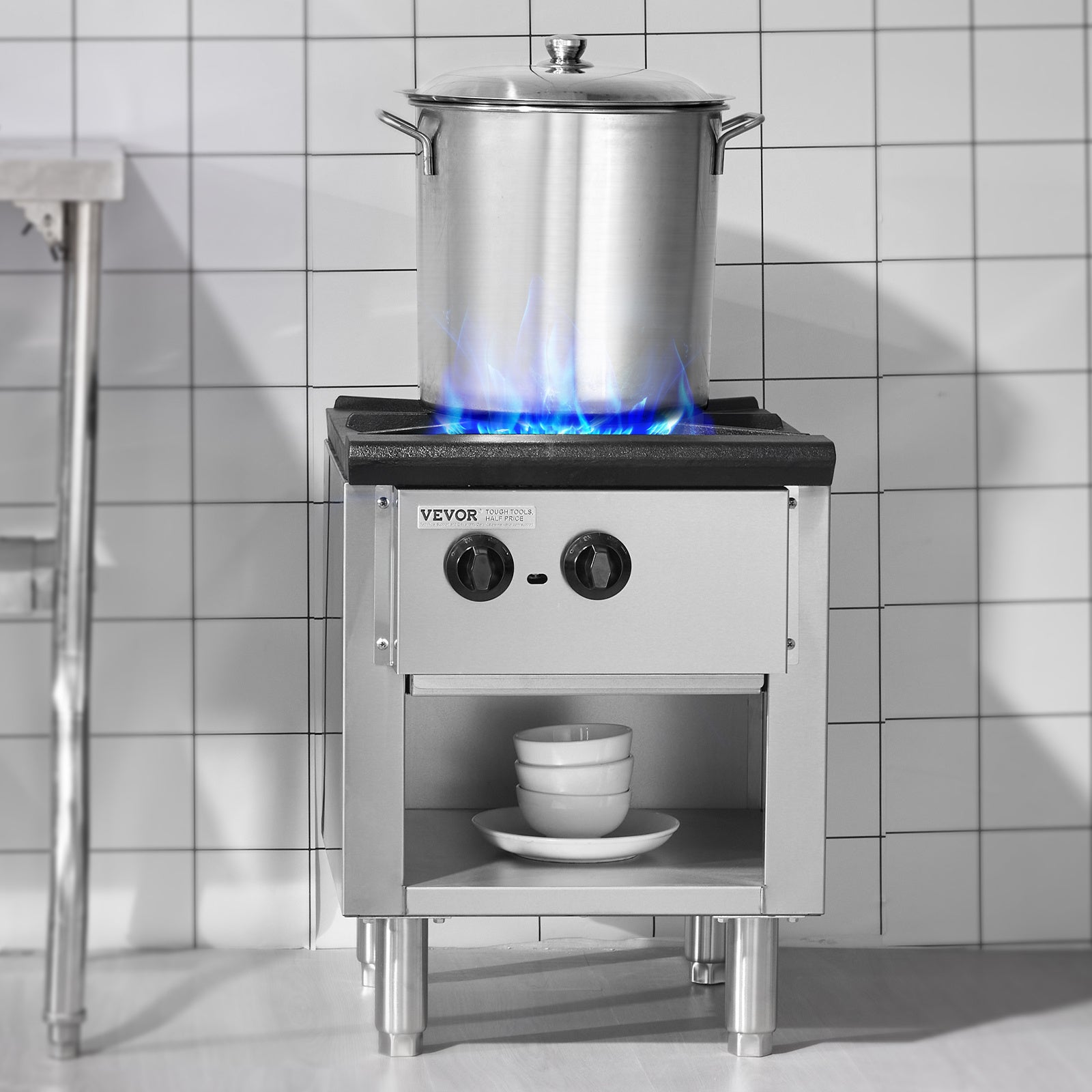 VEVOR Commercial Gas Stove, 1/4 Burner Countertop Cooking Hot Plate, Kitchen