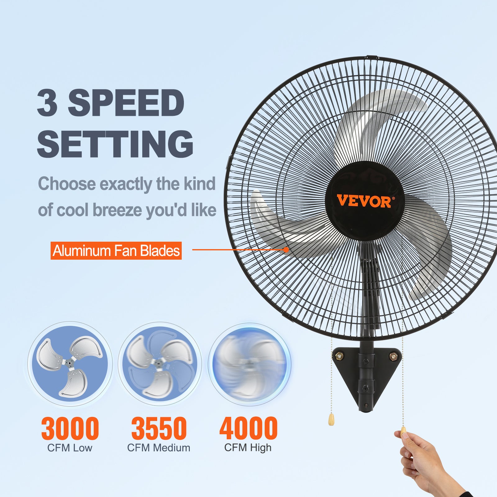 VEVOR Wall Mount Fan, 1/2 Pack, 18 Inch Oscillating, 3 Speed Settings, Max 4000 CFM, Industrial Indoor Fan, Ideal for Commercial, Residential, Warehouse, Greenhouse, Workshop, Basement, Garage, Black