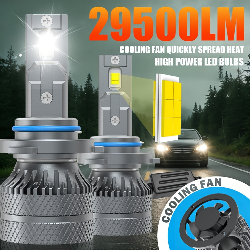 2PCS Super Bright Car LED Lights, 29500LM, Super Bright White Light, 9005/9006/9012, H1/H4/H7/H11 - Car Headlights, Plug-and-Play, Super Heat Dissipation LED Lights, No Battery, Driving Light, Spotlight