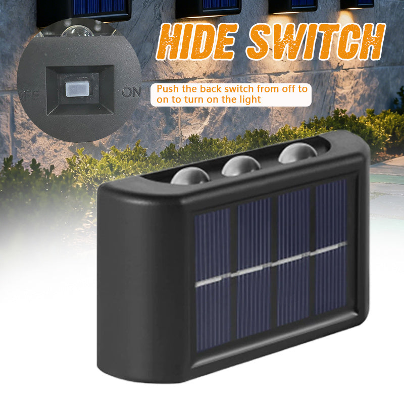 4-Pack Solar Fence Light Outdoor, Solar Sensor Mini Wall Light, Courtyard Patio Wall Washer Light, Christmas Courtyard Decorative Light, 6-LED Outdoor Fence Light, Suitable for Porch, Backyard, Patio, Courtyard, Steps, Garden Decoration
