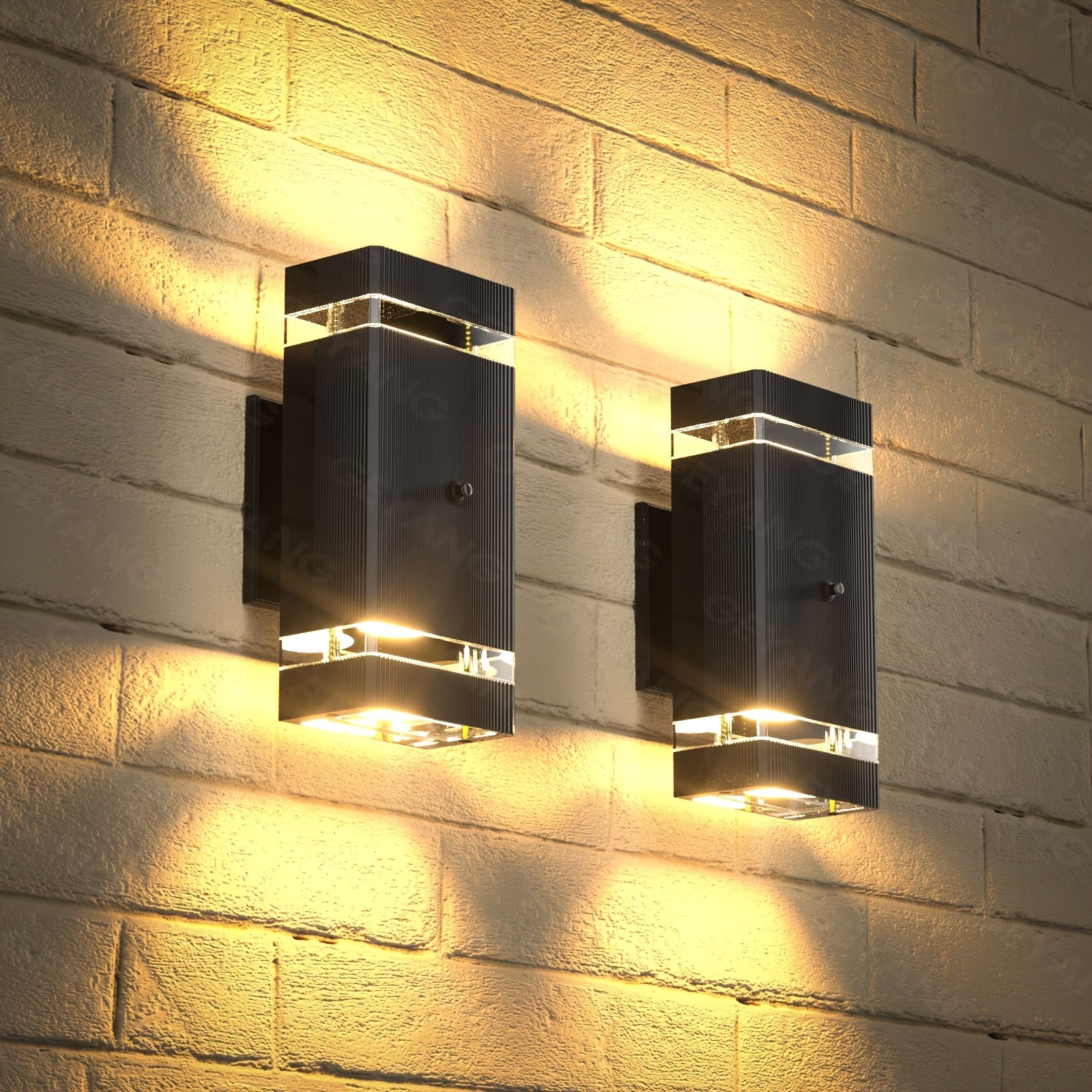 GEYANG Dusk to Dawn Outdoor Lighting, IP44 Single-Layer Square Up and Down Outdoor Wall Light, Aluminum Exterior Wall Light, Suitable for House, Courtyard, Garage, Porch, Doorway