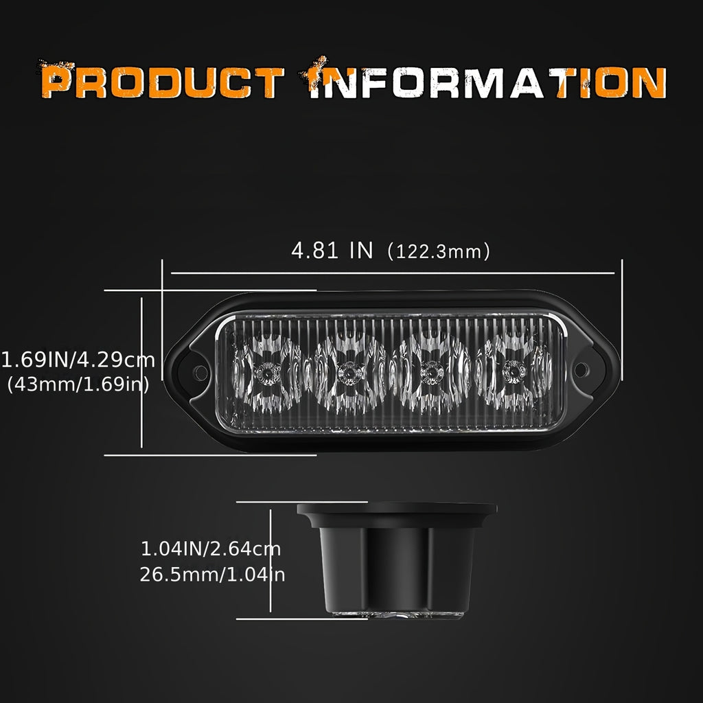 2-Pack Truck Light Bar, Grille LED Strip Light, Trailer Light, Amber Traffic Marker Light