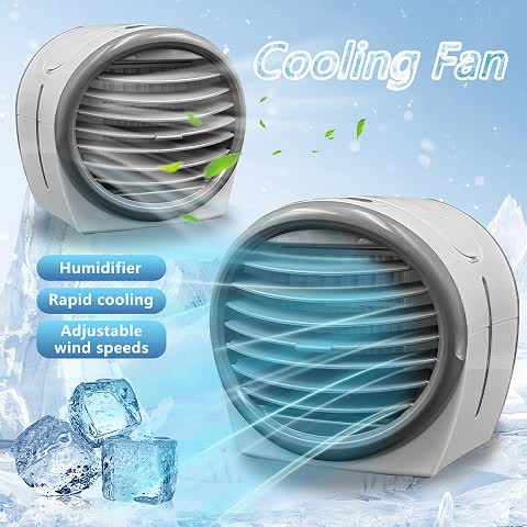 Portable Desktop Air Cooling Fan with Humidifier, USB Powered, 16.91oz Large Water Tank, 3-Speed Adjustable Wind, Adjustable Mist Output, Essential Cooling Device for Home and Office
