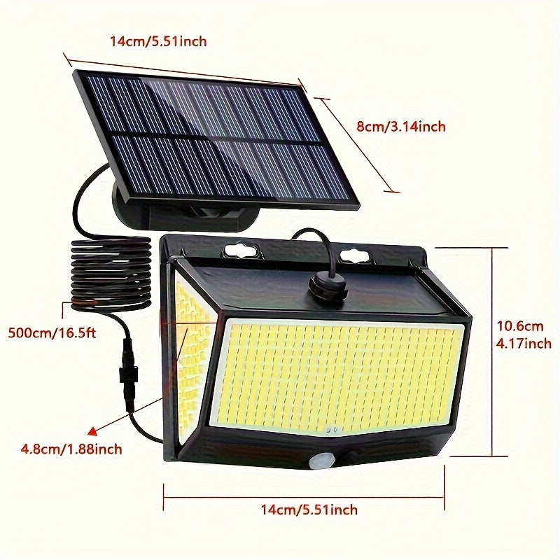 1/2-Piece Solar Outdoor Light, Equipped with 468 High-Brightness LEDs, Flood Wall Light with Motion Sensor, 3 Lighting Modes, Suitable for Garden, Courtyard, Path, Garage, Porch, Dusk to Dawn, Street Light, Wall Light