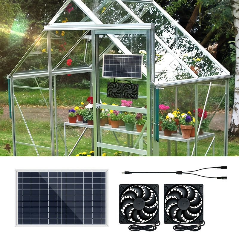 Portable Solar Panel with Fan Kit, No Extra Battery Required, Perfect for Garden, Patio, Lawn Leisure, Chicken Coop Ventilation and Heat Dissipation
