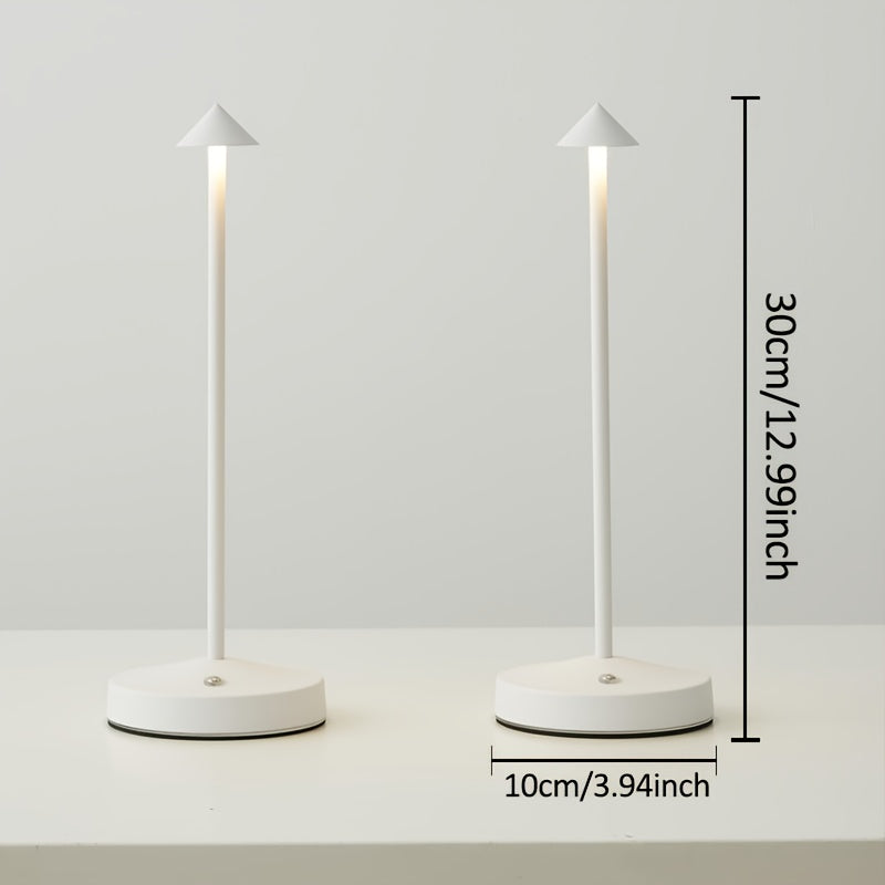 2pc rechargeable ambiance wireless smart table lamp, portable LED battery-powered USB desk light, 3-level brightness adjustable bedside night light, suitable for restaurant and outdoor scenes