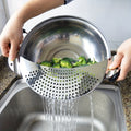 Stainless Steel Kitchen Filter with Handle, Food Safe Vegetable Washing Colander, Durable Design Convenient Kitchen Sink Drain Strainer, Fashion Kitchen Gadget
