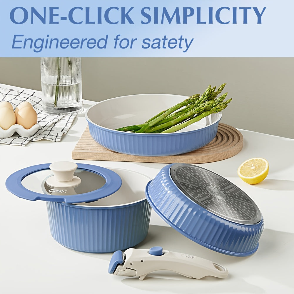 5PCS Non-stick Cookware Set, Detachable Handle Pot and Frying Pan Set, Induction Compatible Oven Safe Kitchen Cookware Set