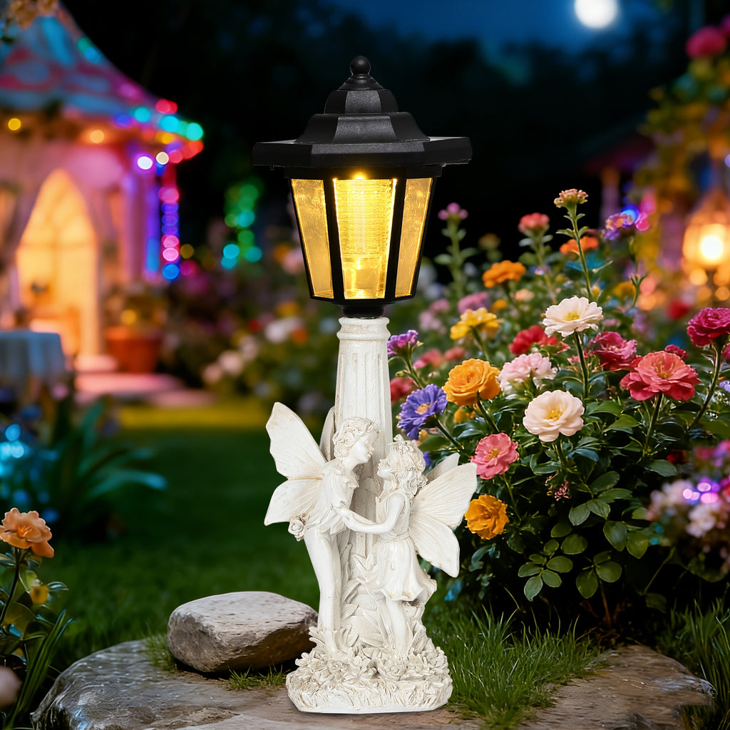 OTDECOR 1-Piece Solar Couple Angel Outdoor Statue Light, IPX4 Outdoor Boy and Girl Garden Statue, Outdoor Solar Light, Suitable for Balcony, Lawn, Porch Decoration, Housewarming Gift for Family and Friends