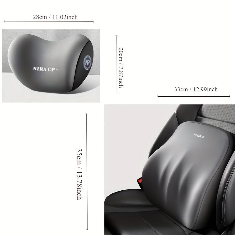 Car Headrest & Lumbar Support Slow Rebound Memory Foam Neck Pillow Lumbar Support, All-Season Universal Breathable Non-Deformable Car Pillow