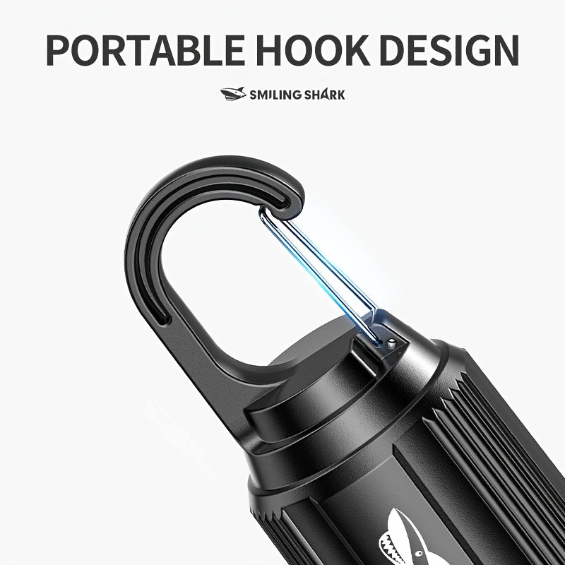 A smiley face shark portable bulb, ultra-bright camping light, suitable for outdoor and indoor use, rechargeable bulb, ideal for hanging outside during camping, hiking, backpacking or power outages