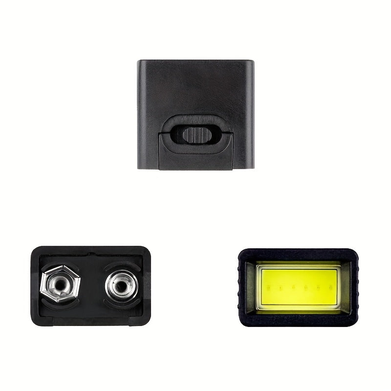 9V Flashlight, 9V Mini LED Keychain Light, 6F22 Battery, High-Power COB Light Flashlight