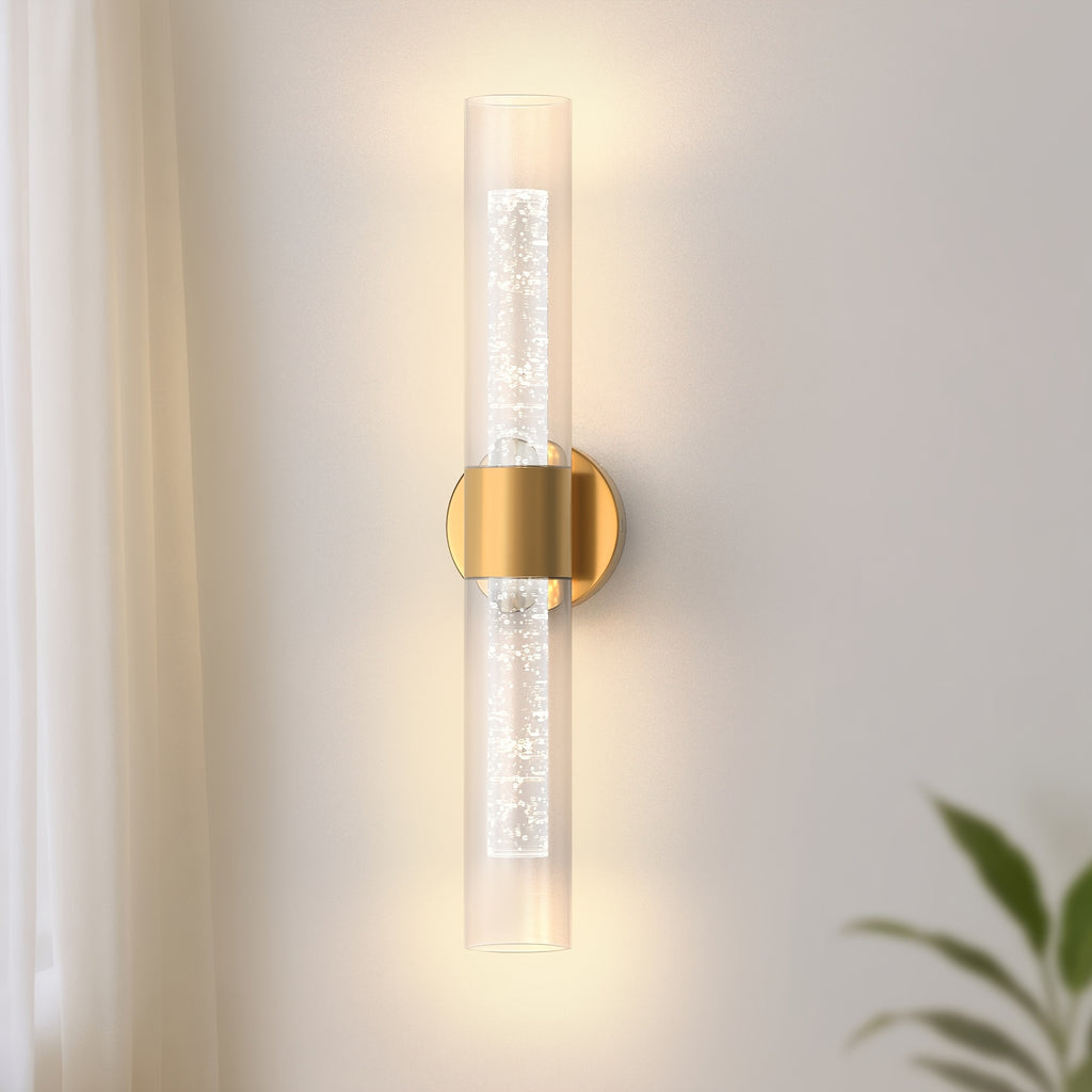 2-Pack Bubble Acrylic Wall Light | 21.7-Inch Long Cylindrical Glass Shade, Rechargeable LED Wall Light with Remote Control, 8000mAh, Dimmable Warm/Cool Dual Color Temperature, Night Light