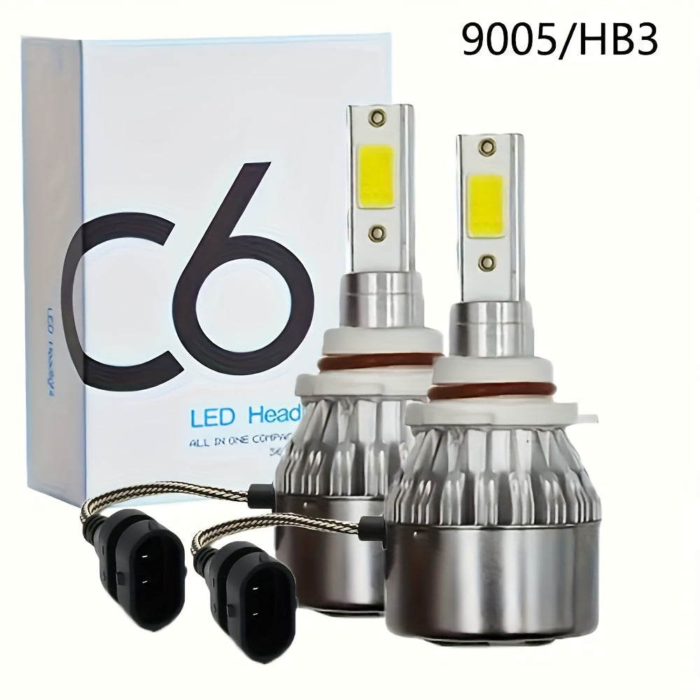 2-Pack LED Car Headlight C6 Bulbs H7 H4 H8 H9 H11 9005 9006 LED Light 6000K Car Light 12V Car Headlight Conversion Kit, Fits Multiple Car Models, High Quality Replacement Bulbs, Car Bulbs, No Battery Included