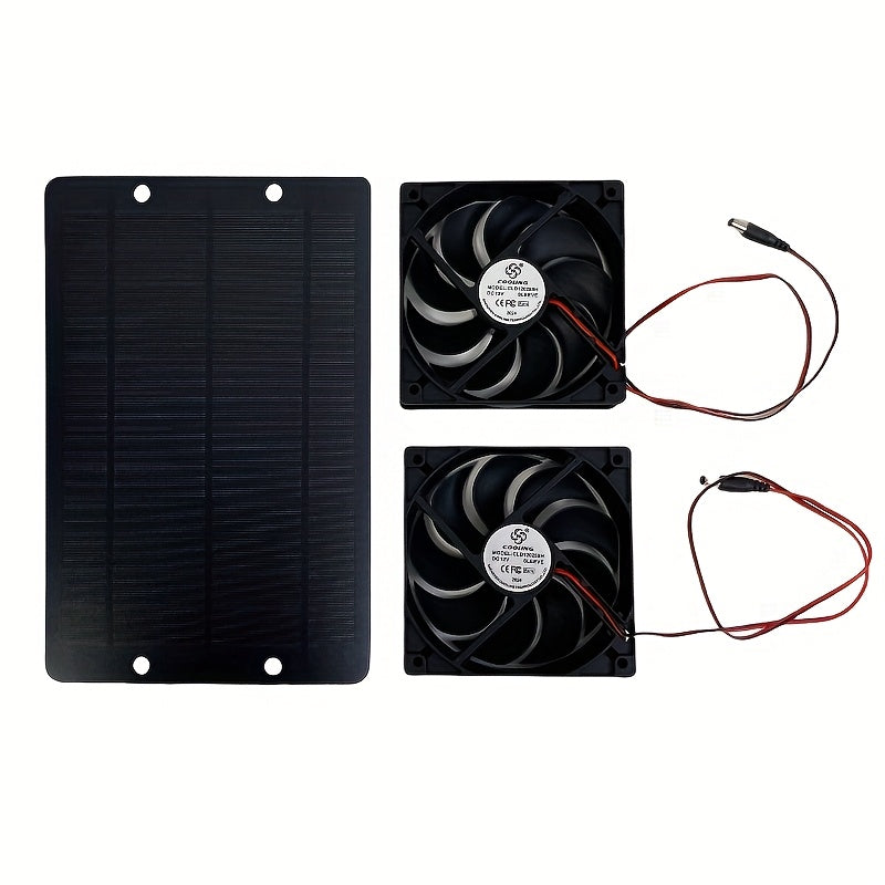 Solar Panel Dual Fan Combo, Light Energy Driven Efficient Heat Dissipation, Suitable for Outdoor, Car and Other Scenes, Create a Comfortable Cooling Experience